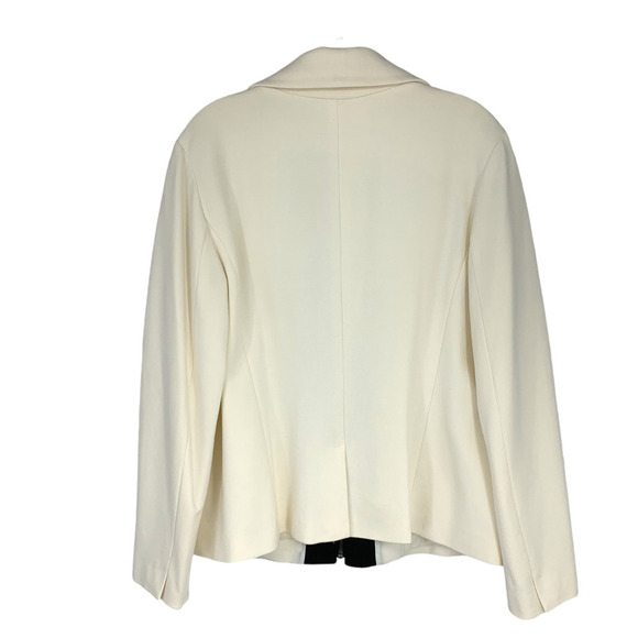 Chico's Sz 2 L Black & White Tuxedo Stripe Placket Ponte Knit Zip Jacket Lined - Picture 7 of 7